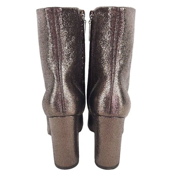 Saint Laurent Lou Ankle Boot 36 6 Metallic Leather Gun Metal New - Picture 4 of 15